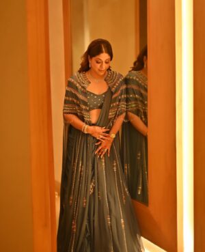 Addite Shirwaikar Malik Instagram - Glowing under the evening lights, dressed to perfection with my man by my side—every moment feels like a celebration of love and elegance…
#wedding #delhidiaries 
Styled by @pratikshachandak 
Outfit by @studio.mikukumar 
Jewellery by @jawahriiofficial @prathamgehlot_01 @abhishek_aggarwal1101 
Makeup by @gauricachawla_mua 
Hair by @jitender_hair_artist
📸 @rishabdahiya
