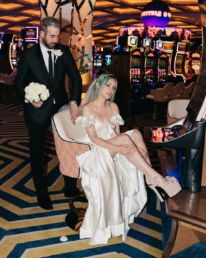 Alison Wonderland Instagram - On Halloween in Vegas I married the love of my life (with some help from Elvis). I am so grateful to have found such a one of a kind love. Ti doesn’t have social media (hot) but I am so in love with you. You are the funniest, smartest, kindest and most inspiring person I know. Thank you for always letting me be fully myself and encouraging me every single day, thank you for giving me the most beautiful child in the world, thank you for showing me what healthy love is, and most importantly thank you for making me “Mrs West” because now my initials are officially “AW” 💍 
📸 @zarastaplesweddings & @jaredtinetti (special thanks to @resortsworldlv & @zoukgrouplv for my crazy afterparty)