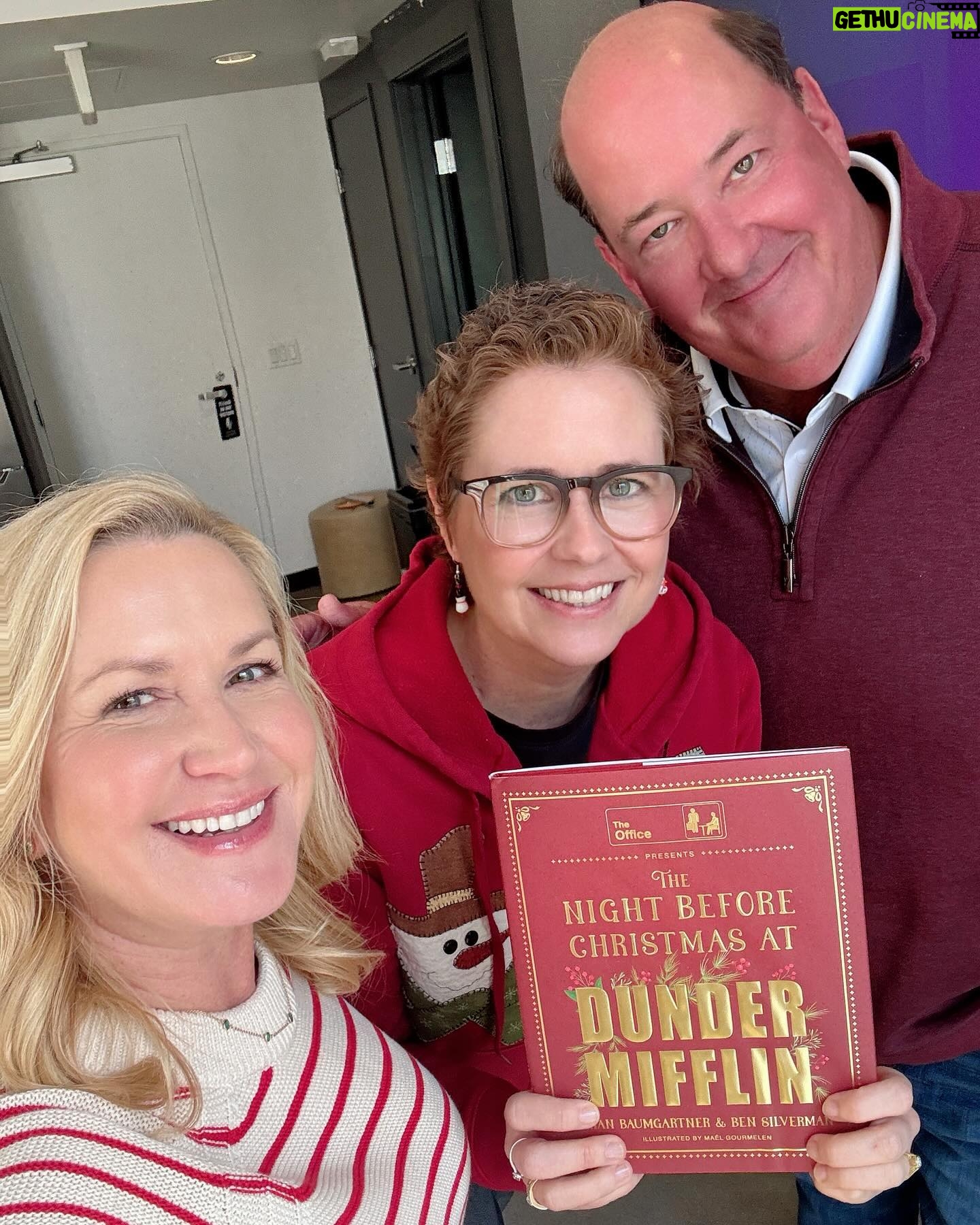 Angela Kinsey - 110.2K Likes - #fbf to when we filmed the Yankee Swap gift exchange scenes and everyone wanted to see if I could fit inside a big gift bag. #ififitsisits 😂Today on @officeladiespod we talk about our favorite Christmas episodes and @bbbaumgartner stops by the studio! We talk about the moment we all lost it laughing when Michael is Santa and Kevin sits on his lap! Brian shares with us about his new book, The Night Before Dunder Mifflin (a great gift for The Office lover in your family!). I tell a story of when I met a real life Santa’s helper and Jenna shares about Brenda Lee’s journey to #1 on the Christmas charts! Plus there’s a festive holiday gift exchange and snacks! Link in bio to listen! ❤️🎄 #officeladies