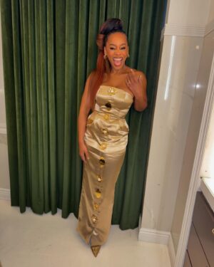 Anika Noni Rose Instagram - There are more. I had a ball. I know this man was tired of taking snaps.  But… this @harbison.studio felt too good on a girl. 

Styled by @jasonrembert 
Asst @thestylistguy 
Gown @harbison.studio by @charlienchargie 
Shoes @louboutinworld 

Face @lionellashad 
Hair @nikiyamathis 
Nails @opi 

I still owe London (forgive me, London peeps). I’m so tired y’all. But having a blast. She’ll be on here soon. 
Meanwhile, NYC.

#mufasa #Afia #Harbison #fashion #blackandgold