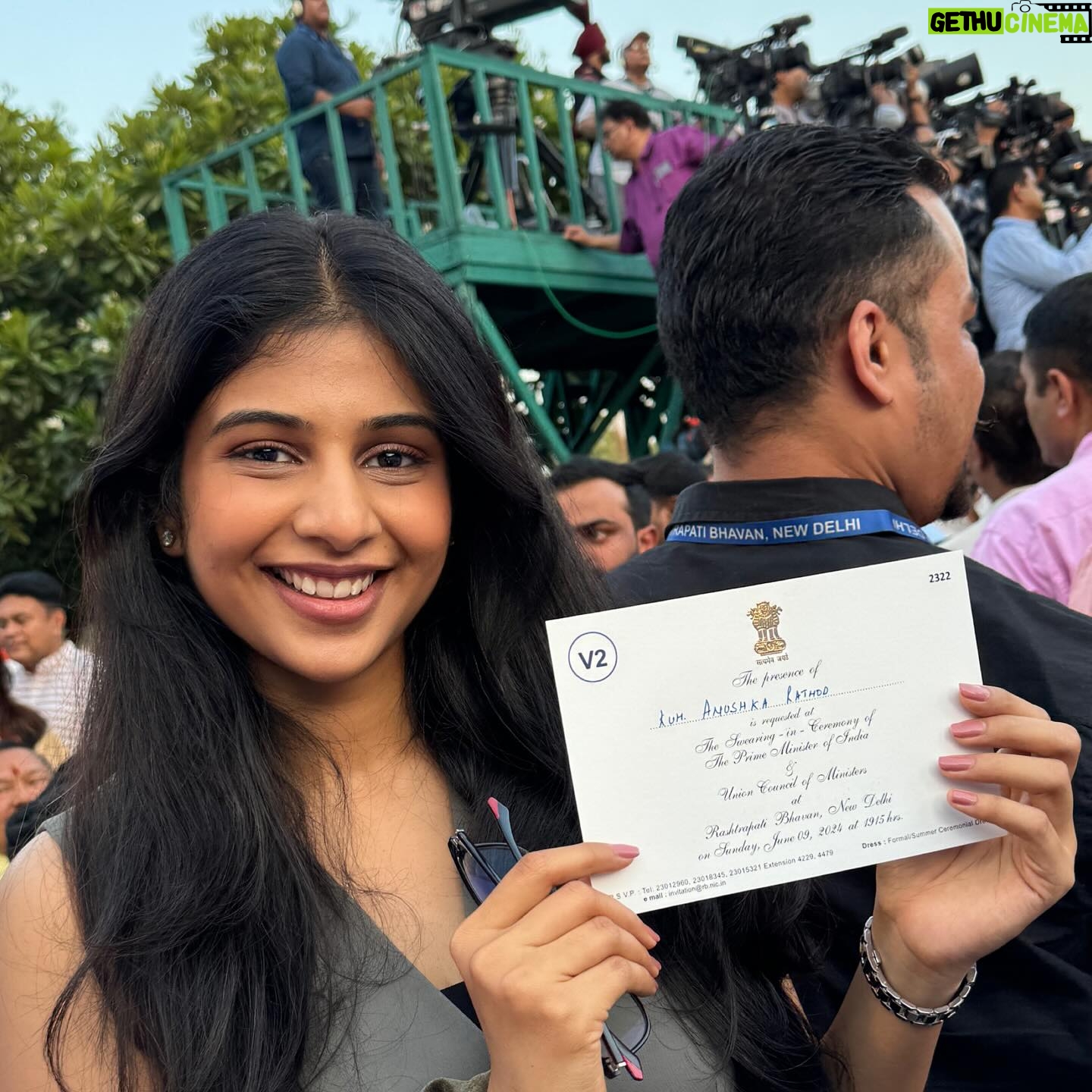 Anushka Rathod - 91.6K Likes - Attended our Prime Minister’s swearing in ceremony at Rashtrapati bhavan today 😄
Beyond grateful to have received this invite!🫡