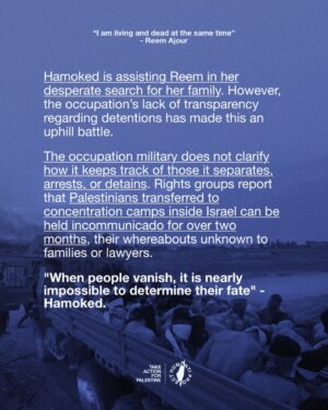 Armeena Khan Instagram - 🚨 ISRAEL SHOOTS PREGNANT WOMAN AND HER 4 YEAR OLD DAUGHTER 🚨

Reem Ajour, a mother from Gaza, has been separated from her husband, Talal, and their four-year-old daughter, Masaa, since March 2024. The family had sought refuge in a relative’s home in Gaza City after being displaced during the ongoing genoc/de.

On March 24, Israeli forces raided the house, opening fire as they stormed in. Reem, who was three months pregnant, was shot in the stomach. Talal suffered a severe leg injury and was bleeding heavily. Masaa, just four years old, was shot by Israeli forces in the shoulder, passing out but still breathing, as Reem recounted.

An Israeli soldier pointed a gun at Reem and ordered her to head south. Reem said she begged to stay with her family, but the soldier shouted, “Go south!” With no choice, she grabbed her younger son and left, still bleeding.

“It was all in a blink of an eye,” she said. “It was all so fast.” Bleeding and in pain, she walked for over two hours, carrying her son, until she reached a hospital in central Gaza. There, doctors treated her stomach wound and found her babys pulse. However, weeks later, the babys heartbeat stopped, and she suffered from a miscarriage.

Eight months have passed, and the 23-year-old mother still has no answers about the fate of her husband and daughter. The occupation claims it does not have them. Shortly after the raid, Israeli forces levelled the house where Talal and Masaa had been staying. Reem does not know if they were still inside at the time.

“I am living and dead at the same time,” she said.

👉 EMAIL YOUR ELECTED OFFICIAL NOW! USE THE FREE TEMPLATE IN @humantiproject’s bio or visit HumantiProject.org 👈

——

Sources: The Independent & The Associated Press