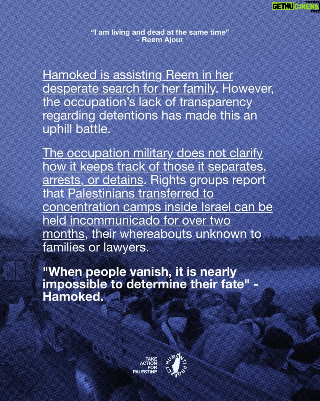 Armeena Khan - 31.3K Likes - π¨ ISRAEL SHOOTS PREGNANT WOMAN AND HER 4 YEAR OLD DAUGHTER π¨
Reem Ajour, a mother from Gaza, has been separated from her husband, Talal, and their four-year-old daughter, Masaa, since March 2024. The family had sought refuge in a relativeβs home in Gaza City after being displaced during the ongoing genoc/de.
On March 24, Israeli forces raided the house, opening fire as they stormed in. Reem, who was three months pregnant, was shot in the stomach. Talal suffered a severe leg injury and was bleeding heavily. Masaa, just four years old, was shot by Israeli forces in the shoulder, passing out but still breathing, as Reem recounted.
An Israeli soldier pointed a gun at Reem and ordered her to head south. Reem said she begged to stay with her family, but the soldier shouted, βGo south!β With no choice, she grabbed her younger son and left, still bleeding.
βIt was all in a blink of an eye,β she said. βIt was all so fast.β Bleeding and in pain, she walked for over two hours, carrying her son, until she reached a hospital in central Gaza. There, doctors treated her stomach wound and found her babys pulse. However, weeks later, the babys heartbeat stopped, and she suffered from a miscarriage.
Eight months have passed, and the 23-year-old mother still has no answers about the fate of her husband and daughter. The occupation claims it does not have them. Shortly after the raid, Israeli forces levelled the house where Talal and Masaa had been staying. Reem does not know if they were still inside at the time.
βI am living and dead at the same time,β she said.
π EMAIL YOUR ELECTED OFFICIAL NOW! USE THE FREE TEMPLATE IN @humantiprojectβs bio or visit HumantiProject.org π
ββ
Sources: The Independent & The Associated Press