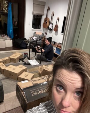 Ashley Williams Instagram - Hats off to the parents who are in steadfast preparation late at night for the next week—  gearing up for making the kids happy. Reminder: they just need US. That’s what they’ll remember. Also: hydrate.  #electricdrumkit #christmas #parenting #music #dad