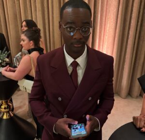 Ayo Edebiri Instagram - wore a suit, wore a grill, saw some pals, almost didn’t get on the red carpet so Ethan took pictures of me that are very very bad 🫶🏾 (go see Nickel Boys!!) - lots of love, feeling so so very grateful - golden globes ‘25!!! 🪶❣️
