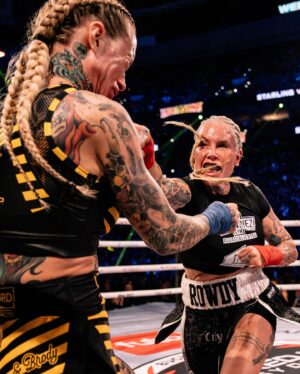 Bec Rawlings Instagram - THE LADIES DELIVERED! @RowdyBec gets the decision dub over Starling!

#KnuckleManiaV | Live NOW | Sign-up at DAZN.com/BKFC