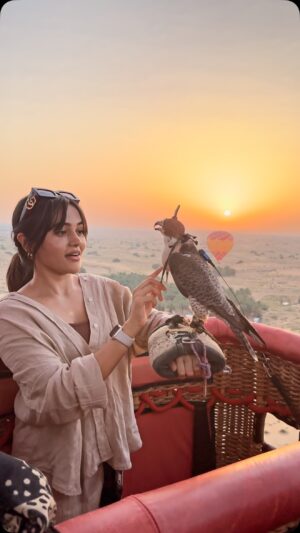 Bhavani Sre Instagram - Me, a falcon, and a hot air balloon—just three things that have no business being this high up together.🤭