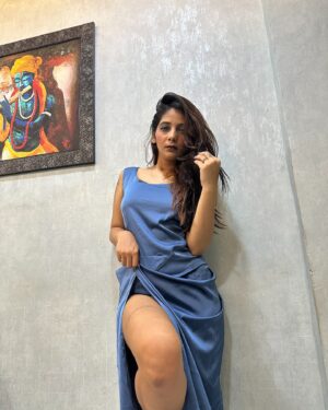 Bhavika Katariya Instagram - Weaving a spellbinding tale..✨✨🪬
.
.
.
.
.
.
.

#FashionPost  #OutfitOfTheDay #BlueDress #BlueEveningDress #WinterWonderland #HolidayStyle #fashion #style #beauty #fashionista #fashionblogger