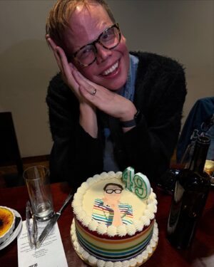 Bridget Everett Instagram - Happy Birthday Sprinx aka Cutie aka sweetie honey aka #2 aka stems for days aka Joel aka Jeff Hiller aka @boomboomhiller ❤️❤️❤️❤️❤️❤️ custom cake for our sweetie by @littlebatchcompanymhk