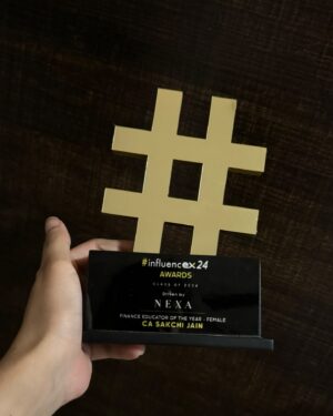 CA Sakchi Jain Instagram - We did it!!🥹❤️

I’m beyond happy to tell you guys that I’ve been awarded the “Finance Educator of the Year” at the InfluenceEx Awards! 🏆 

This recognition is truly special, and I owe it to each and every one of you who have supported me along the way. This award is as much yours as it is mine 💙 

A huge thank you to @exhibitmagazine for seeing the potential in financial education and giving it a platform. 

Here’s to continuing this journey, empowering more people with financial knowledge, and proving that with hard work and a dream, anything is possible. 🙌 

Let’s keep growing, learning, and making financial literacy accessible for all!💪🏻