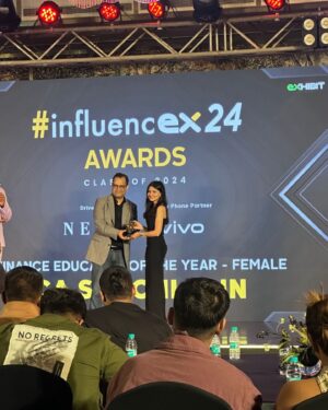 CA Sakchi Jain Instagram - We did it!!🥹❤️

I’m beyond happy to tell you guys that I’ve been awarded the “Finance Educator of the Year” at the InfluenceEx Awards! 🏆 

This recognition is truly special, and I owe it to each and every one of you who have supported me along the way. This award is as much yours as it is mine 💙 

A huge thank you to @exhibitmagazine for seeing the potential in financial education and giving it a platform. 

Here’s to continuing this journey, empowering more people with financial knowledge, and proving that with hard work and a dream, anything is possible. 🙌 

Let’s keep growing, learning, and making financial literacy accessible for all!💪🏻