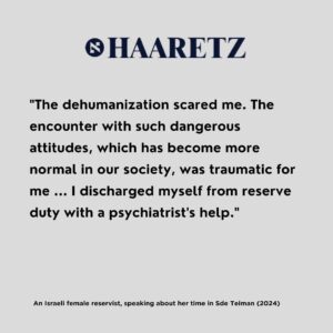 Carice van Houten Instagram - Repost from @translating_falasteen
•
Testimonies from Israeli soldiers, spanning from the First Intifada to the 2024 Gaza war, reveal patterns of dehumanization, civilian killings, and systemic brutalization. A recent Haaretz article show how these atrocities have become normalized over decades.

شهادات من جنود إسرائيليين تمتد من الانتفاضة الأولى حتى حرب غزة 2024 تكشف أنماطاً من التجريد من الإنسانية وقتل المدنيين وتفشي الوحشية. مقال حديث في هآرتس يبرز كيف تم تطبيع هذه الفظائع على مدار عقود.

Source: Haaretz, Dec 23, 2024