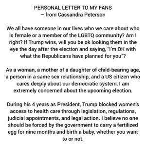 Cassandra Peterson Instagram - Hey Fans, IMPORTANT — Please take a moment to read! 💙

#2024election #kamalaharris #harriswalz2024 #vote @kamalahq @kamalaharris @timwalz
