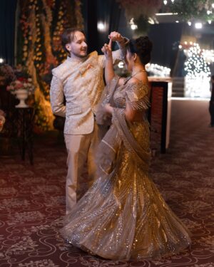 Chahat Anand Instagram - Some more pictures from the function ✨ @mattandchahat 

my outfit - @chaashni.couture 

#lovecouple #coupletime #instacouples #engagedcouple #newlyengaged