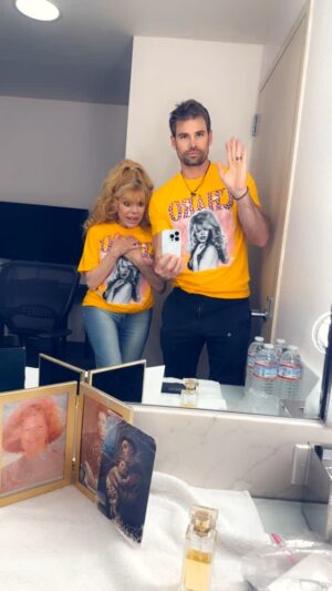Charo Instagram - Hola amigos!! This idiot here is my son.  But never mind that fooooolllll!!!! Look at these amazing shirts designed by my best amiga Kat Von D!! Tonight at McCullum theatre in Palm desert they are making their grand debut!  I wish you were all here amigos!! Stay safe y god bless you all. 

#charo #fyp #love #music #dance #shirts #fashion #hollywood