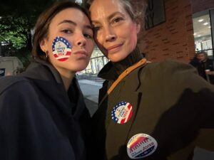 Christy Turlington Instagram - With my Daughter, for my Daughter (& my Son) This election is about more than any single issue AND most of all it’s about the world we want our children to inherit! I’m voting for Decency and Bodily Autonomy, among so many other critical issues on the ballot. I’m voting for our Reproductive Rights and for the Freedom that comes with them. @iamavoter @votelikeamother @everymomcounts @harriswalz.2024 #earlyvoting #notgoingback