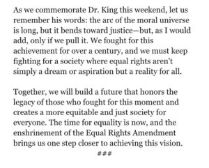 Cori Bush Instagram - Equality is not a privilege. It is a right. It is the law of the land and 28th amendment—and today, we claim it.

My statement on @POTUS’ historic recognition of Equal Rights Amendment.