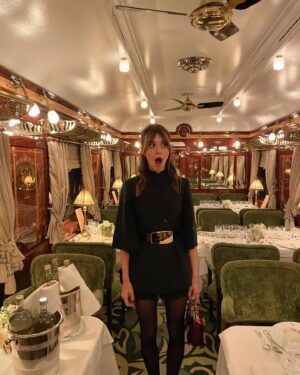 Daisy Edgar-Jones Instagram - 🚂🚂🚂 I’ve been following @jr ‘s work ever since I was lucky enough to be photographed by him two years ago. As a fan, getting to have an early look at the new carriage he’s designed for the Venice Simplon-Orient-Express made me pull a face like pic 5. Ty @jr for that chance, you are truly the coolest. Ty @belmond for a magical evening on the @vsoetrain x