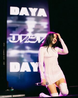 Daya Instagram - LA at the @intuitdome! What a dream!! & what a way to go out as show 3/3 opening for @cyndilauper on the Girls Just Wanna Have Fun tour ♥️ Can’t put into words how meaningful these nights were for me. Thank you for showing up early each night and thank you most of all Cyndi for your generosity and warmth. Will remember these nights for a long time <3