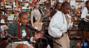 Doechii Instagram - Thank you @nprmusic for such an intimate experience. 

Thank you to my gifted band and MD for curating the vibessss

Alligator Bites Never Heal Tiny Desk experience is on YouTube now 🐊

MD: @slimwav
DJ: @djmissmilan 
drums: @dee.sim1 
bass: @zuriapplebass 
guitar: @tyleronguitar 
keys: @hammondgal 
trumpet: @ttatemusic 
sax: @kpottermusic 
vox: @itsbrennae 
vox: @emmani