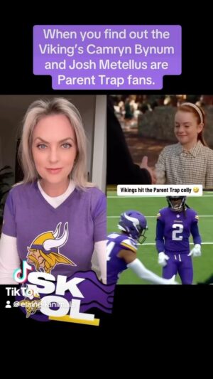 Elaine Hendrix Instagram - SKOL! Okay…and maybe my cousin is @harrismith22 😈💛 

#Vikings #TheParentTrap #camrynbynum #joshmetellus #harrisonsmith