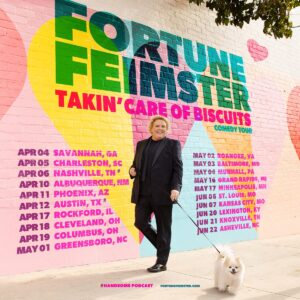 Fortune Feimster Instagram - More exciting standup news! The first leg of my new comedy tour goes on sale THIS WEEK! Lots more cities will be announced as we go. This is just the start so let me know where I should go! 

*ALL NEW MATERIAL*

Artist Presale:
DEC 4 - 12:00 LOCAL [CODE: BISCUITS]

General On Sale 
DEC 6 - 12:00 LOCAL

Stylist: @lindamedvenestyling 
Photography: @kimnewmoney 
Makeup: @mbottarini