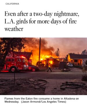 Fortune Feimster Instagram - It is truly a nightmare in Los Angeles right now. These fires that are still going have wiped out so much. Entire communities gone. Some of the most beautiful places are now just ash. I have lost count of how many friends and colleagues have lost their homes and everything they own. In my 21 years in Los Angeles I’ve never experienced anything like this. The winds have been intense and are not done yet. Last night more fires were popping up in multiple places. So many people have evacuated. One fire was two miles away from us but now contained so we’re ok. Everyone is staying vigilant. It is heartbreaking what has been lost and praying this is contained soon. Sending love to everyone affected. Will post some places in my stories later to donate to if anyone has a few extra bucks. In these times, we have to all look out for each other more than ever. Love you, Los Angeles.