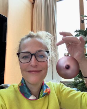 Gillian Anderson Instagram - Happy Nipplemas to one and all from me & Stella 🎄🤶🏻🐶