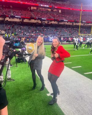 Gionna Daddio Instagram - Thank you to @wwe & @netflix for letting me be apart of todays NFL Christmas games 😈✨

- Raven’s WON 
- I had my girls with me @raquelwwe @beautybyjett 
(Missed u Daddy Dom 😘) 
- & u can watch me LIVE on Netflix January 6th
#LMWT