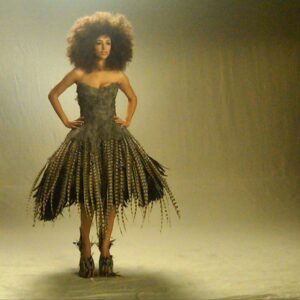 Hannah Simone Instagram - If you listen to Lamorne and I’s deep dive podcast @themessaroundpod you know that my first ever fitting for Cece was wild just slammed with couture pieces and ALOT of feathers because the vibe was make Hannah look like a big bird. It all ended up on the cutting room floor but in our episode with queen costume designer @bydebramcguire we share all the behind the scenes going ons and how I was nearly attacked by a real life vulture 😬😂