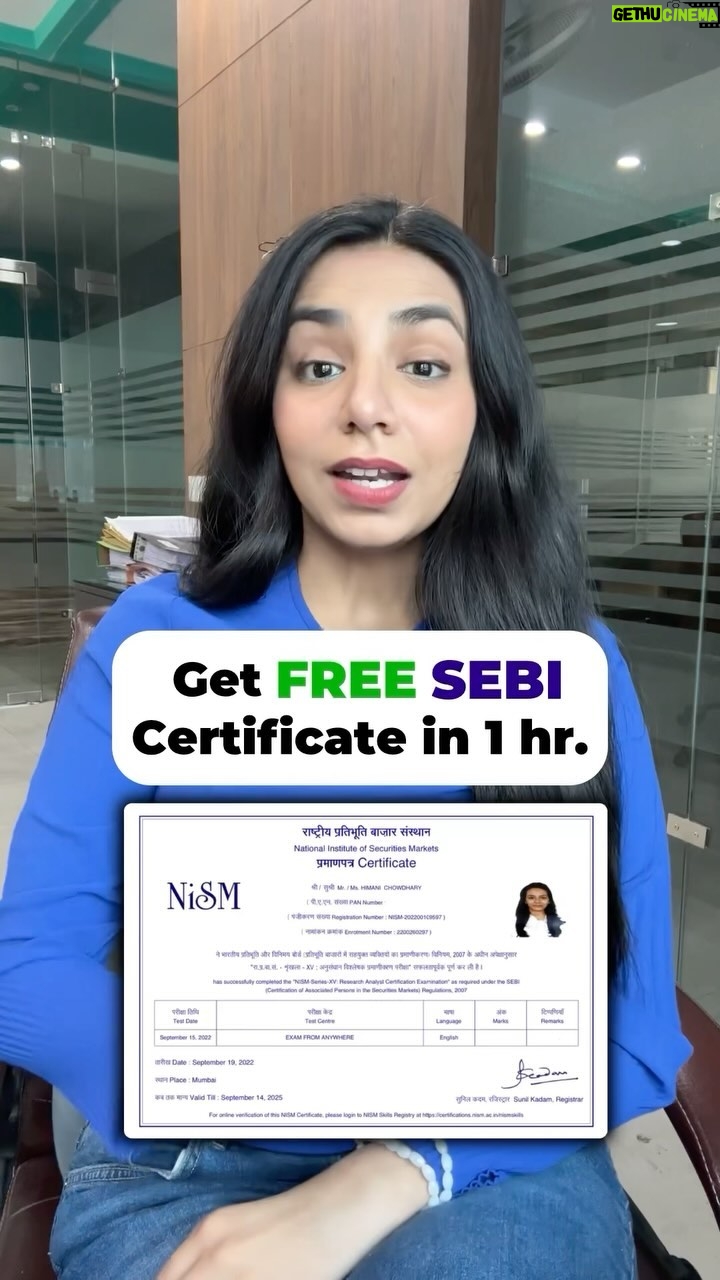 Himani Chowdhary - 70.6K Likes - Follow for Finance Career Tips 🎓
NISM & SEBI are giving you a chance to get FREE Finance Certification. Follow the steps given in the reel to get it.
Let me know how it goes, mine is scheduled for this Sunday 🤓
#nism #certification #finance #career #sebi #upskill