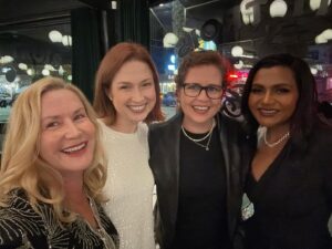 Jenna Fischer Instagram - Dunder Mifflin, this is Angela, Erin, Pam and Kelly. When we realized we were all in the same city at the same time we knew we had to make this happen. Thank you ladies for making me laugh so much last night and for all being so real and amazing after a hard year. I love so much! (I also love that we all dressed up! Fashion show, fashion show, fashion show at dinner!)😘