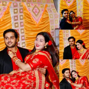 Jina Samal Instagram - With each passing year, my love for you grows stronger. Happy anniversary to the man who holds my heart my dashing baby❤️ l love you hubby 🥰🫶😘🧿🌹 @rudra.panigrahy 💋💋💐