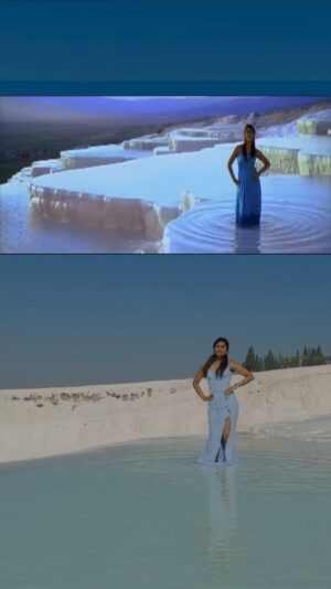 Jini Sundarraj Instagram - Not close but how can I miss to try this 🩵🥺 in pamukkale 
.
.
#réel #reelsinstagram #reelitfeelit #reelkarofeelkaro #trendingreels #trending #reeloftheday #recreation #fyp