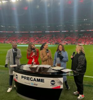 Julie Foudy Instagram - Wembley Stadium. 78,346. USWNT vs England. For a FRIENDLY. Largest crowd ever to watch a women’s friendly. Love when I get to live these moments in women’s soccer history from a really good seat. 🙏🏼 Nothing better than pitchside at Wembley. A little flavor if you missed. Plus a huge shout out to our larger TNT Sports team for rocking a 80 minute pregame show and 30 min post game as well. Love our squad! (Finally, let’s not forget our best photographer AND reporter @melissaortiz5… she does it all.)