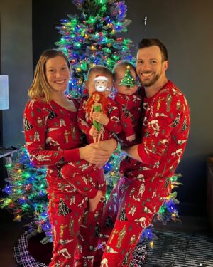 Katee Sackhoff Instagram - Merry Christmas from our family to yours…a day  late 🤣
Too busy cleaning up over here 🤣🤣
Next year we’re going on a cruise! 🚢 

#christmas2024

PS….This time my husband bought the matching outfits 🤣😍 I found my perfect match in a partner 😆❤️