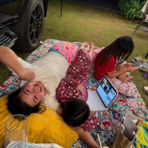 Khemanit Jamikorn Instagram - 🏕️Vacay vibes 🎄🌙 
.
.
.
#panpanfamily 💛🧡❤️🩷💚🩵💙💜