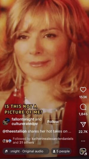 Kim Cattrall Instagram - “She is me. I’m her..”

@theestallion @fallontonight