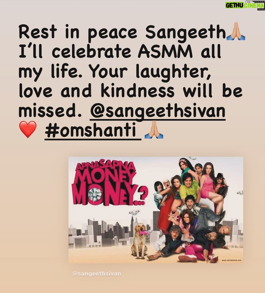 Koena Mitra - 282 Likes - Prayers 🙏🏼
You’ll be missed Dada 🪔 Om Shanti
@sangeethsivan ❤️🌺🔱
