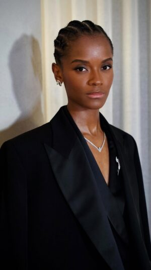 Letitia Wright Instagram - @elleuk Style Awards Celebrating British Fashion. @kenyahunt  thank you🙏🏾

Wearing @walesbonner 🖤
Jewellery @chaumetofficial 

Style & Glam 
@shionat , @kennethsohmakeup , @stefanbertin, @brendafordhair 

📷 @shotby.stefan