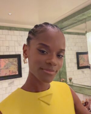 Letitia Wright Instagram - A beautiful night, to be honoured & celebrated by my peers means so much to me. It encourages me to keep going, to keep living for purpose & to continue building legacy. 

Thank you @akuatbbgyamfi & @thebritishblacklist Team for hosting the evening, honouring me with such style & love. Thank you @prada for the beautiful outfit and continued support. And to everyone who came out to share that moment with me. God bless you & thank you. 

Co-curator: @bsbpartnerships
Sponsor: @gardenstudioshq
Award design: @consciousforms
Photography: @davebenett
Hair stylist: @brendafordhair
Makeup artist: @frankiedaniella
Styling: @shionat 
PR: @yazminlily