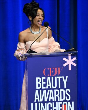 Lil Mama Instagram - Thank You @cewinsider for inviting me to such a stunning Luncheon. Im Happy the Guest loved my “itspoppin” glosses from @vaniteasetcosmetics and excited about our Official Launch Next Year. 

Congrats to @rarebeauty on your Win in The Lip Category 💜💕

Hair: @therealjanelsmith 
Makeup: @vaniteasetcosmetics 
Dress: @novaluxe 
Coat: @danielsleather 
Bag;@amiri 
📸: @offaction 
Special Thank you to @lcamp06 @jdonovanpr and @blackopulencetrucks