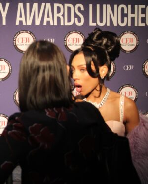 Lil Mama Instagram - Thank You @cewinsider for inviting me to such a stunning Luncheon. Im Happy the Guest loved my “itspoppin” glosses from @vaniteasetcosmetics and excited about our Official Launch Next Year. 

Congrats to @rarebeauty on your Win in The Lip Category 💜💕

Hair: @therealjanelsmith 
Makeup: @vaniteasetcosmetics 
Dress: @novaluxe 
Coat: @danielsleather 
Bag;@amiri 
📸: @offaction 
Special Thank you to @lcamp06 @jdonovanpr and @blackopulencetrucks