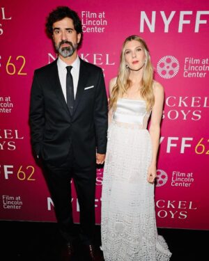 Lily Rabe Instagram - Because I forgot to, posting one of my favorite dresses I wore this year by @honornyc, styled by the most magical @leithclark, with my favorite adult human @therealhamishlinklater, celebrating the NY premiere of my favorite movie of the year @nickelboysmovie.