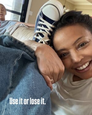 Lynn Toler Instagram - This is a picture I took of myself because my sister-in-law (you can see her astonished mug in the background) kept asking me: what are you doing?” 

My mother used to work out well into her 80’s. She was all about use it or lose it. Ironically she died of ALS Lou Gehrig’s disease. It was tough watching her body just tell her ‘no’ more and more often when she tried to move. Mind in tact body just won’t work. UH OH … let’s not go down this rabbit hole! 

(Personally I can’t let my thoughts just do as they please. I am a Dark Seeker. If unregulated I will stand on my tippy toes and peer over a wall of good fortune so I can search for potential problems that might be out there. And if I don’t see any right away I don’t do the logical thing and get down and enjoy what I have. Oh no! I get a telescope and look for potential problems undetectable by the naked eye … for the most part cause they’re too small and dumb to be real issues. I look until I find one and then I proceed to #worry about it. Exhausting.)

🤣 Tangent Train left the station and took us … in the inimitable words of Rudy Huxtable “all the way to Baltimore.”

Returning to the subject at hand. Mom always said pick at yourself. You know, make little improvements all the time. I move it so I don’t lose it. Heck this week I got under the sink WITH the plumber so he could teach me how to do it next time. That right there, worked my body, my mind and my confidence. Everything’s a lesson. 

Full disclosure I enjoy being upside down, climbing on stuff. So it’s not purely for purpose…. Wait! Fun IS a legit purpose. Y’all don’t know I figure out so much doing this!

Anyway my sister in law thought it was so funny I took a picture of me and more importantly her expression in the back.

#Joytrolling l can do that again!!!!! #emotionalintelligence Relevant #Tolerism: don’t fill in the blanks of what you don’t know with the #fears you have about what you do.