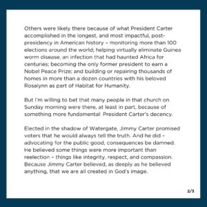Michelle Obama Instagram - President Carter taught all of us what it means to live a life of grace, dignity, justice, and service. Michelle and I send our thoughts and prayers to the Carter family, and everyone who loved and learned from this remarkable man.