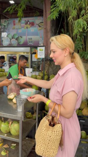 Nazanin Amiri Instagram - Trying fresh coconut in Malaysia 🇲🇾 
@nazaninamiri_official 
#travel #malaysia