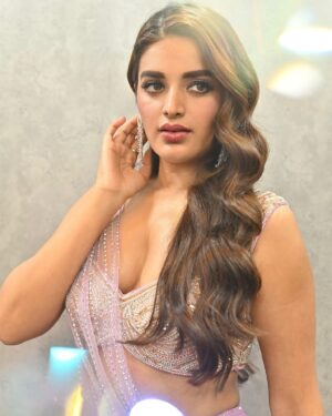 Nidhhi Agerwal Instagram - Rise and shine 💜 

Styled by @officialanahita 
Outfit: @chameeandpalak x @viralmantra 
Style team: @pranathivarma.k 
Pic: @saicharanthejareddyphotography