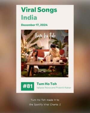 Prakriti Kakar Instagram - Announcement time :) Swipe Left!

You guys are the best ♥️ Loving all your reels you on ‘Tum Ho Toh’ ✨ Keep them coming 🪽

Kudos to the entire team ♥️ @awal @hp.aniket @spotifyindia @anuraag.mh02 @parachoksikal @tulikamehrotra @bandbaaja @dhruvank ✨

Song Audio credits :

Singer - Iqlipse Nova, Prakriti Kakar
Produced by - @kartiksachdevaa 
Composed by - Iqlipse Nova, Kartik Sachdeva
Lyrics - Iqlipse Nova, @aditi9sharma 
Mixed & Mastered by - @mixbymukul (Ferriswheel studios)
Recorded at - @calirecordingstudios 

Special thanks to @funkyouadi for playing a random guitar melody that inspired me to compose this song!

Music video Credits - 

Director - @aditi9sharma 
DOP - @themananpareek 
Art Director -  @avenem 
Asst. Art Director - @riyaabharadwaj4 
Setting - Khurshid 
Gaffer: @arunwithideas 

Love you all <3