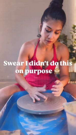 Radhika Bose Instagram - The trollers will say I did it for the views ! 
But THIS cannot be faked 🤣🤣 
Though I am definitely posting it for the views 🤣🙈🤣
Jo sach hain woh sach hain 🤣😂😅❤️
@yogasini 
#yogasini
.
.
.
.
#potteryfail #potterystudio #pottery #reelkarofeelkaro #indianpottery #relatable